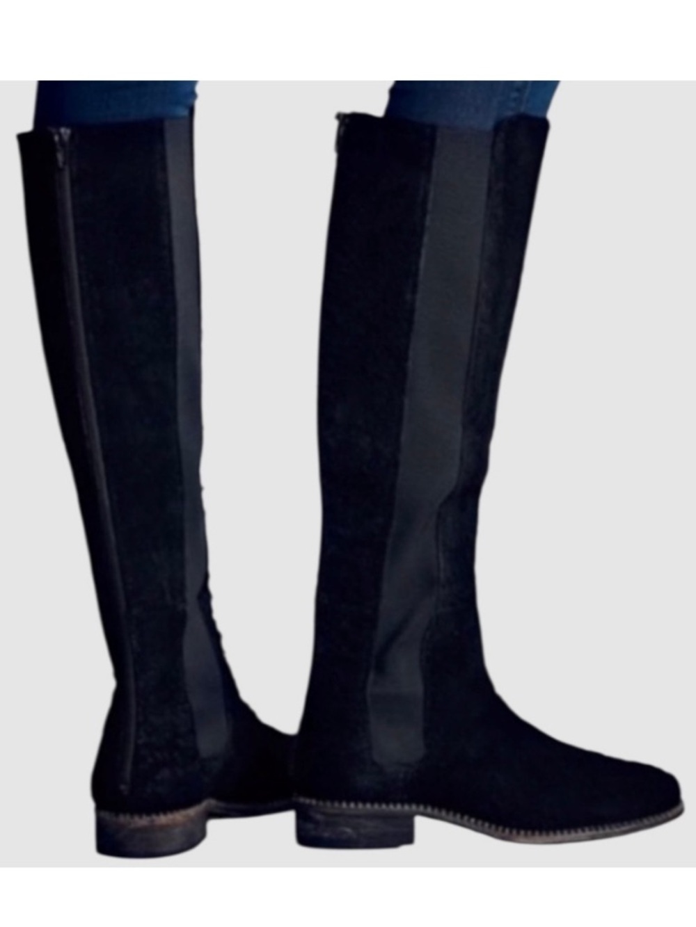 EUC Free People Leather Callow Textured Knee High Boots Black Size 6